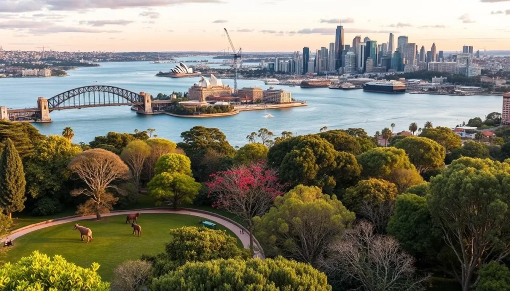 Generate an image of Taronga Zoo with Sydney Harbour views