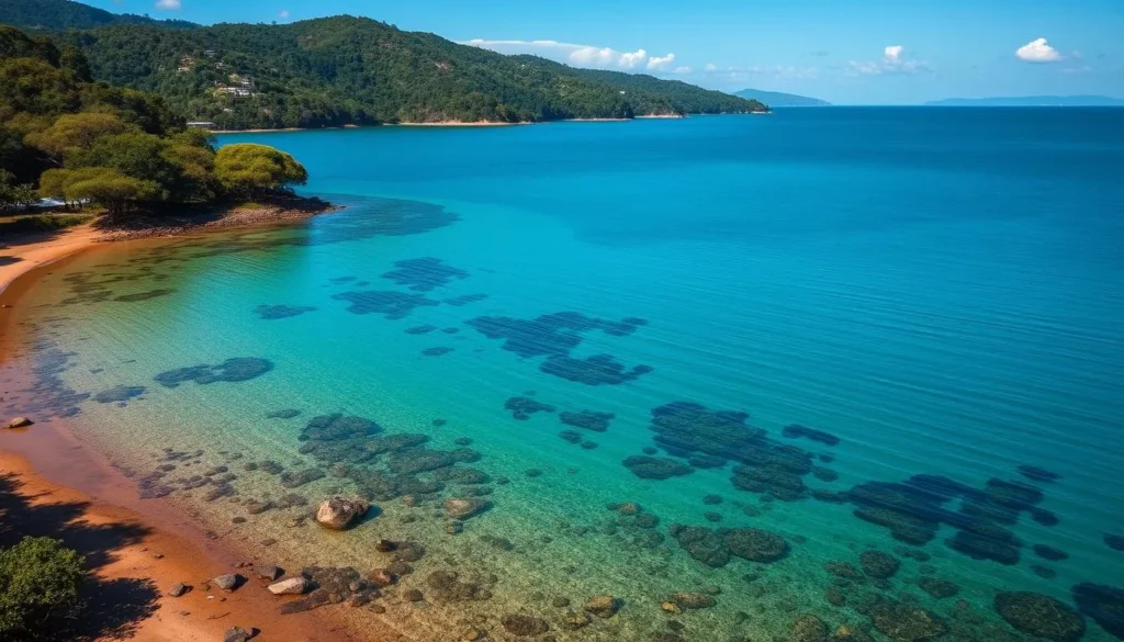 Generate an image of Tchegera Island in Lake Kivu, showcasing its serene landscapes and crystal-clear waters.