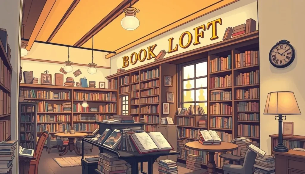 Generate an image of The Book Loft's interior, showcasing its vast collection of books.