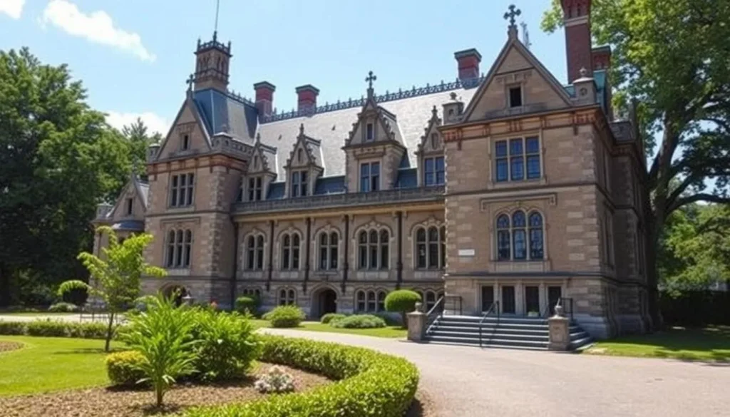 Generate an image of The Castle Historic House Museum, showcasing its stunning 1856 Gothic Revival architecture.