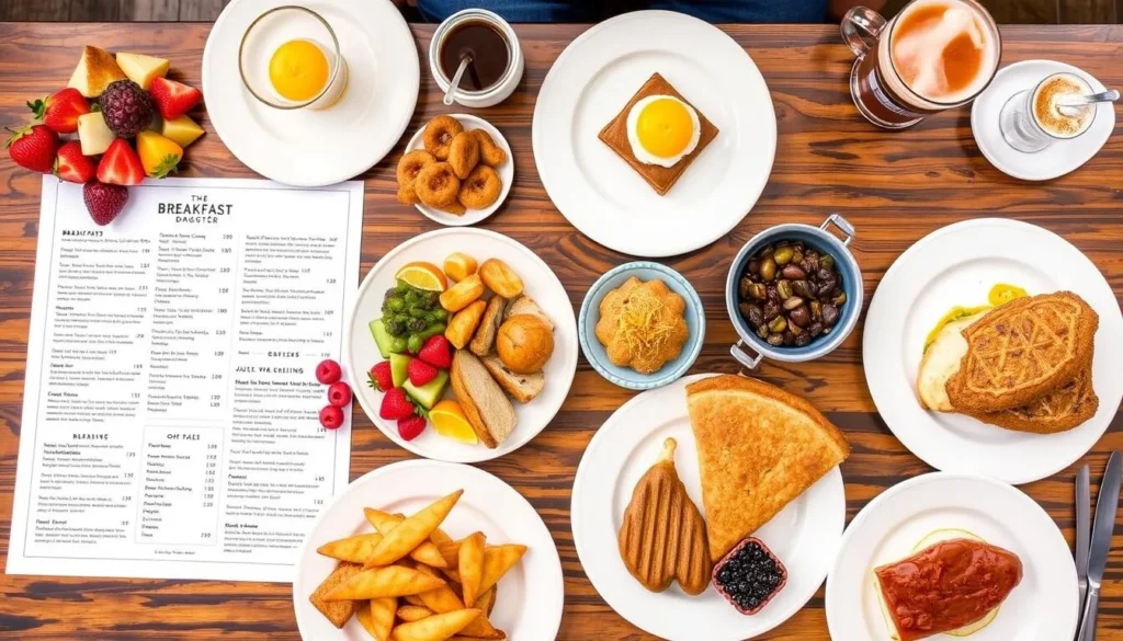 Generate an image of The Peddler's Daughter's breakfast menu