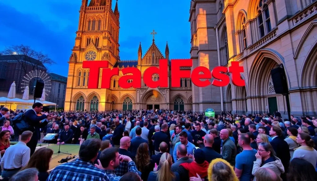 Generate an image of TradFest at St. Patrick's Cathedral