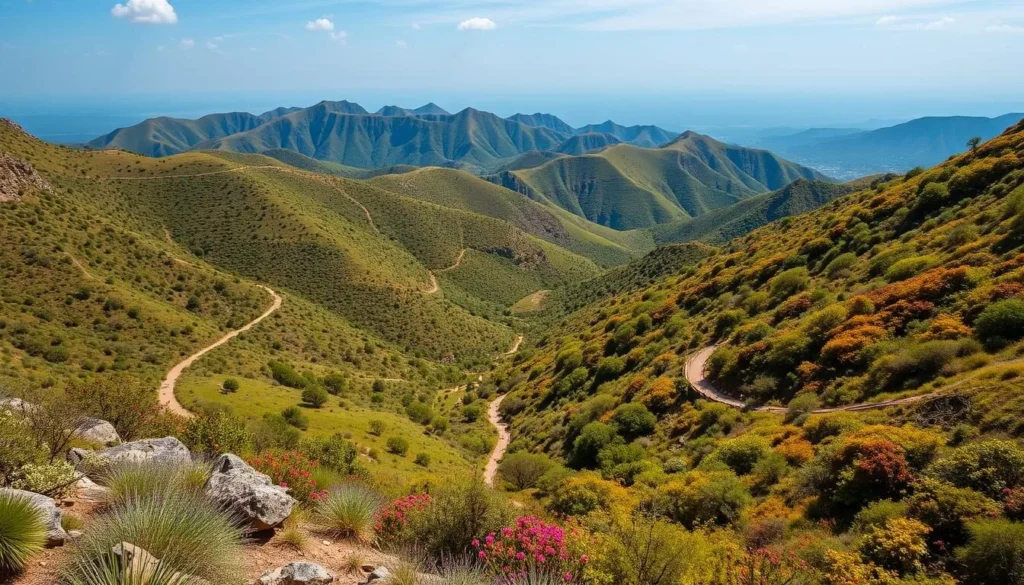 Generate an image of Udi Hills with rolling landscapes and hiking trails.