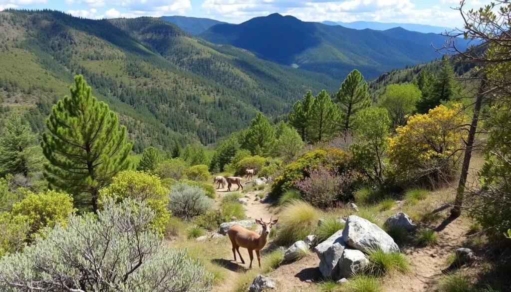 Generate an image of Ulistac Natural Area, highlighting its hiking trails and native wildlife.