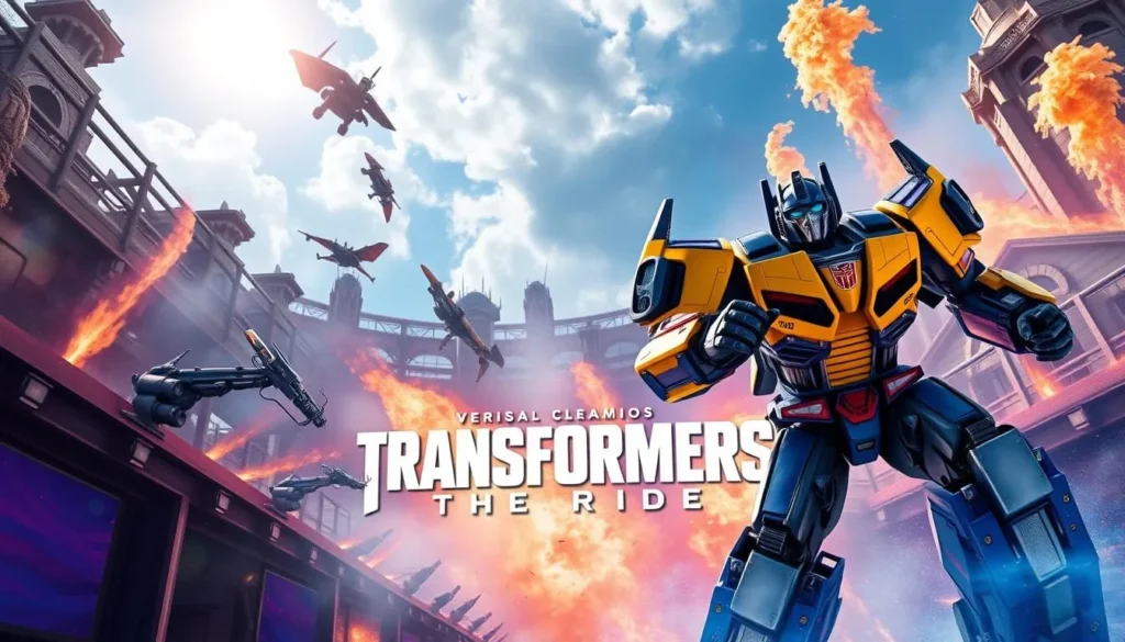 Generate an image of Universal Studios Singapore's Transformers: The Ride