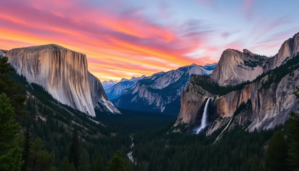 Generate an image of Yosemite National Park's iconic landscape