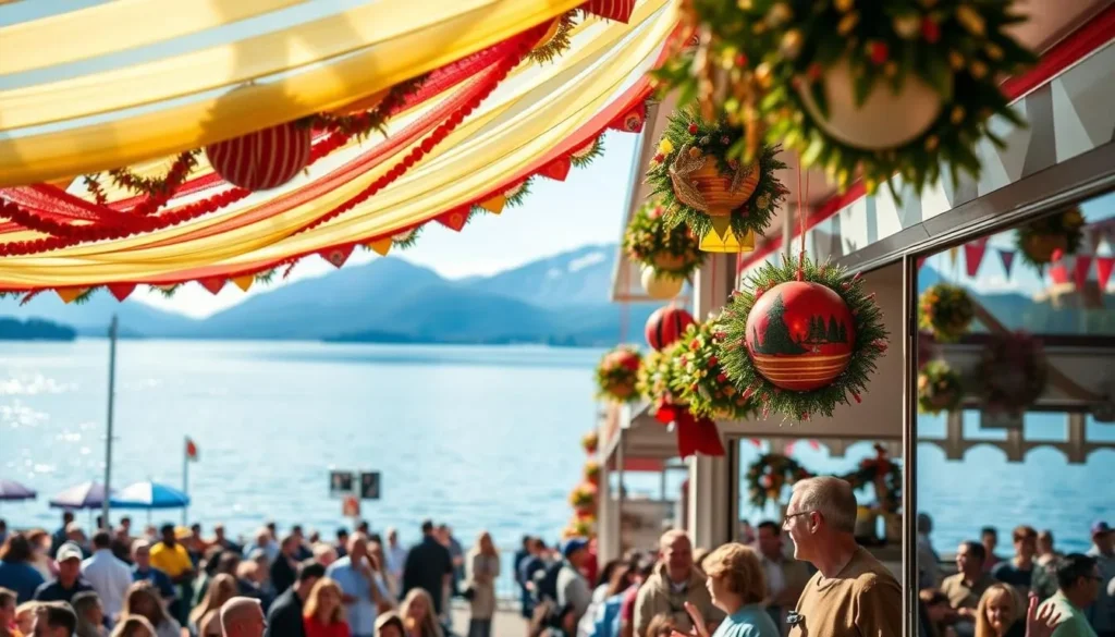 Generate an image of a festive event at Lake Sempach