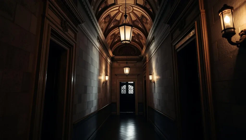 Generate an image of a hidden passageway in the Doge's Palace