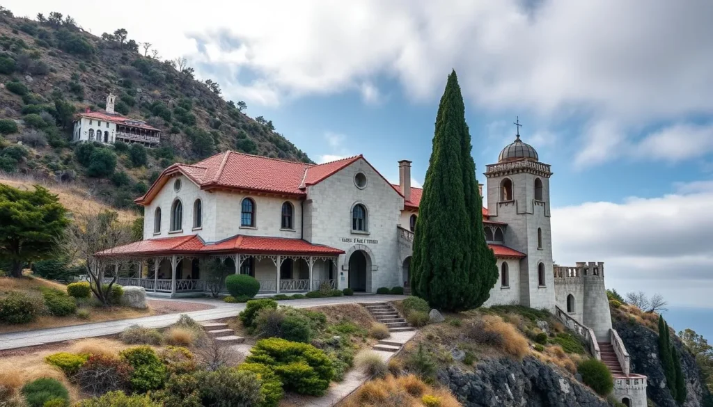 Generate an image of a historic landmark in the Coast Ranges, California