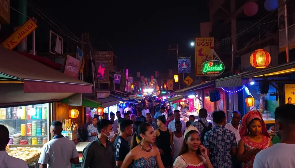 Generate an image of a lively nightlife scene in Ikorodu