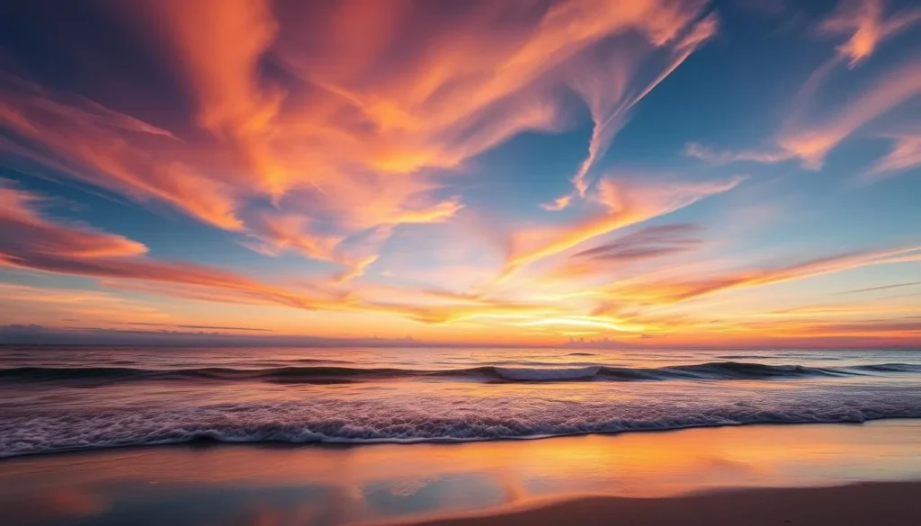 Generate an image of a sunset at a west-facing beach on Anna Maria Island