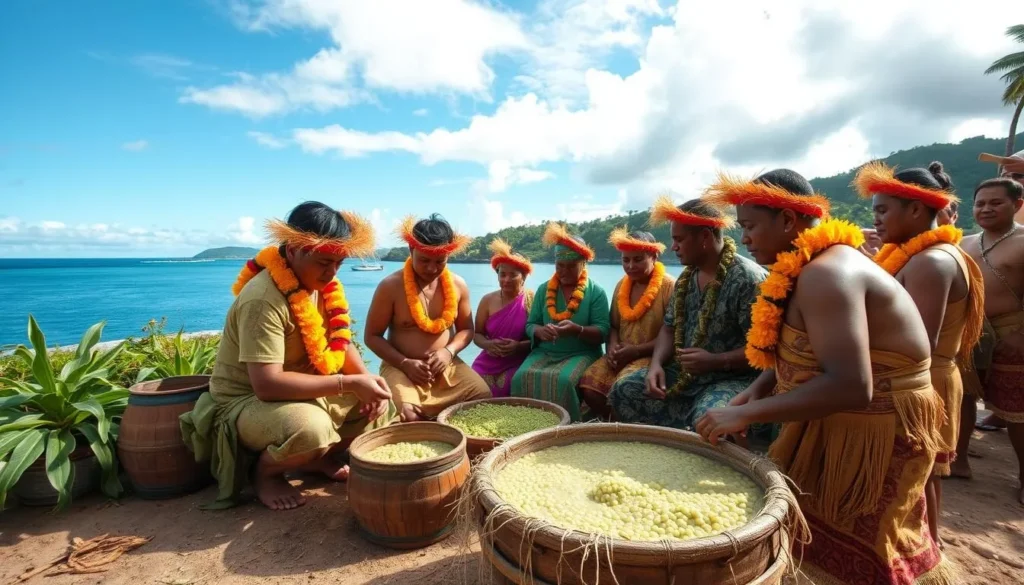Generate an image of a traditional Kava Ceremony in Wallis and Futuna