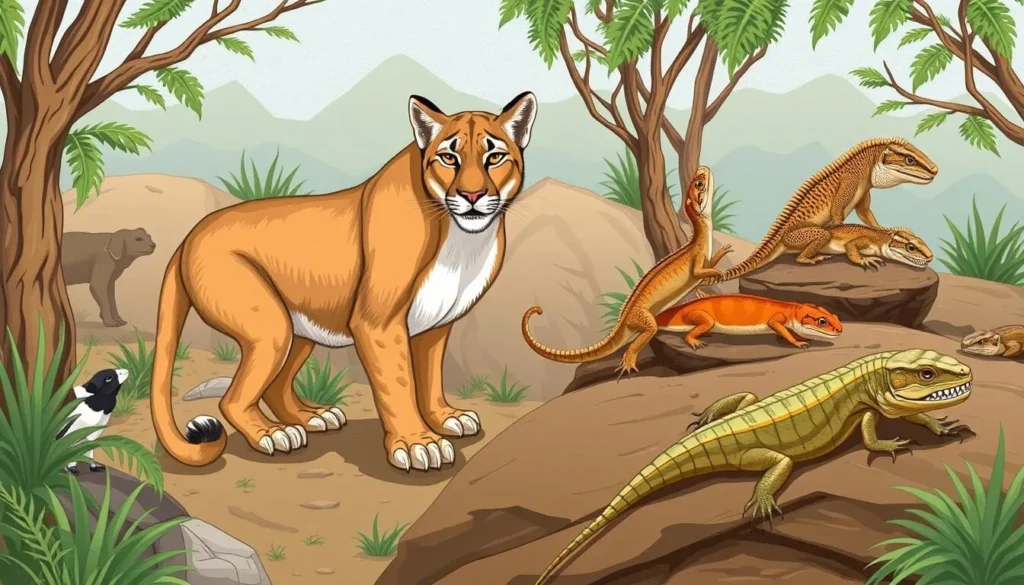 Generate an image of an animal exhibit at CALM, such as a mountain lion or reptile.