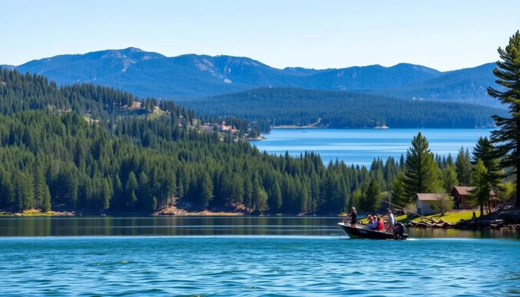 Generate an image of fishing on Big Bear Lake