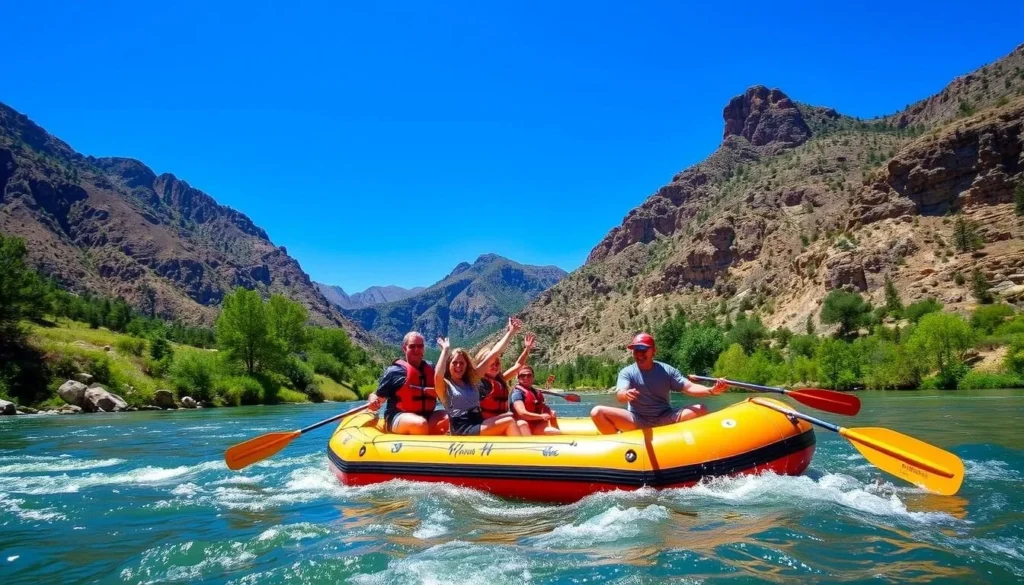 Generate an image of people rafting on the Kern River.