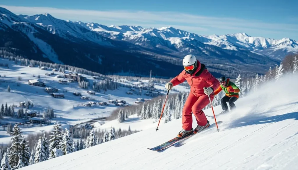 Generate an image of skiers at Snow Summit resort.