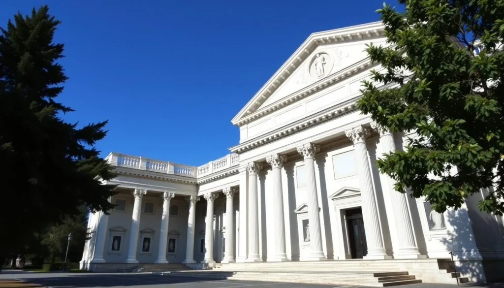 Generate an image of the Accademia Carrara's facade, showcasing its neoclassical architecture.