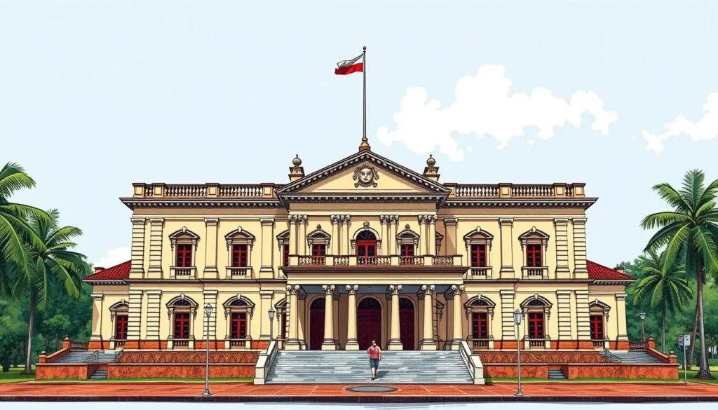 Generate an image of the Colombo National Museum's grand facade, reflecting its historical significance.
