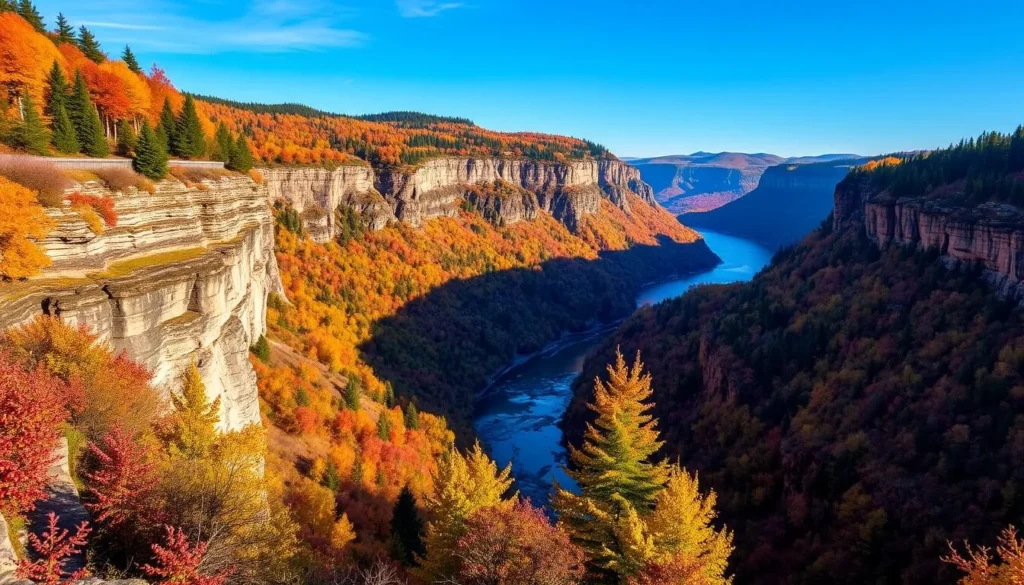 Generate an image of the Columbia River Gorge during fall