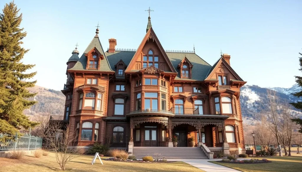 Generate an image of the Copper King Mansion in Butte, Montana, showcasing its grand facade and ornate details.