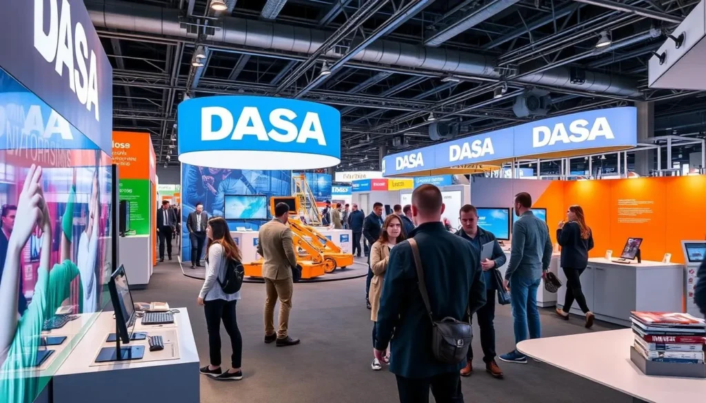 Generate an image of the DASA Working World Exhibition in Dortmund, showcasing interactive exhibits.