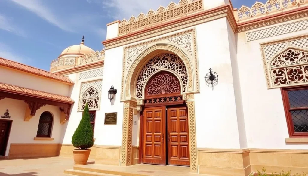 Generate an image of the Dar Jellouli Museum's exterior, showcasing its traditional Tunisian architecture.