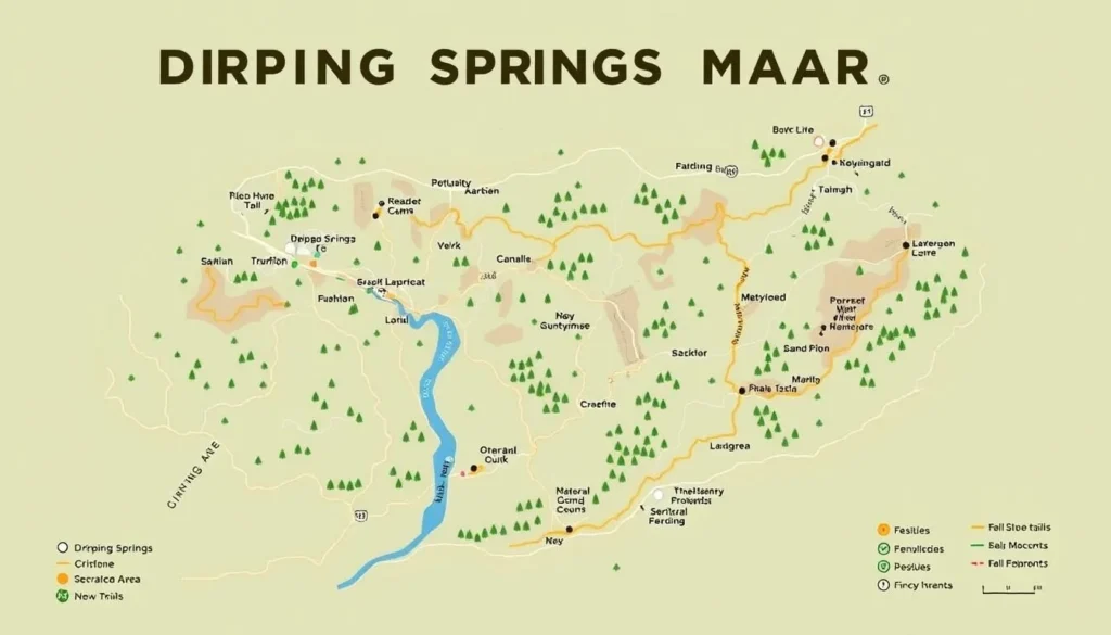 Generate an image of the Dripping Springs Natural Area trail map