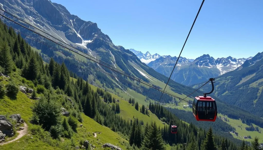Generate an image of the Ebenalp cable car ride in Switzerland