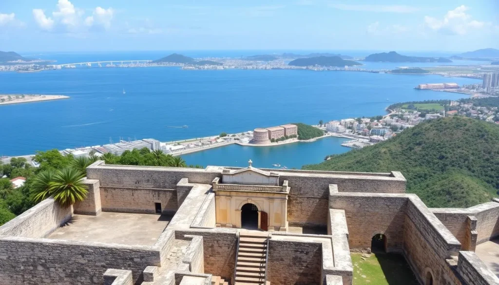 Generate an image of the Fort of San Diego in Acapulco, Mexico, showcasing its colonial architecture and stunning views of Acapulco Bay.