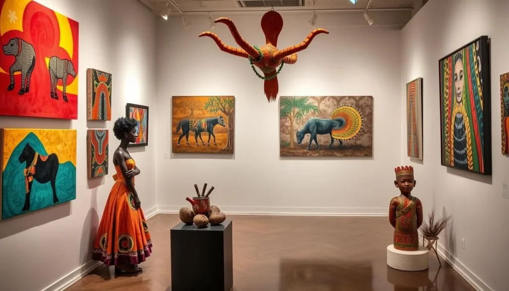 Generate an image of the Foundation Zinsou's contemporary African art exhibition.