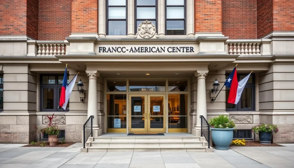 Generate an image of the Franco-American Center's facade, highlighting its cultural significance.