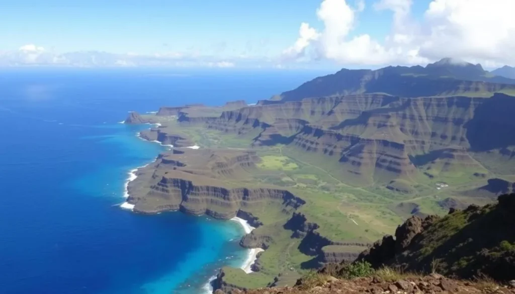 Generate an image of the Hakahau Viewing Area on Ua Pou Island, showcasing its panoramic views.