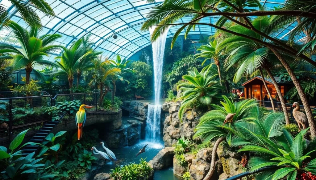Generate an image of the Henry Doorly Zoo and Aquarium's indoor rainforest.