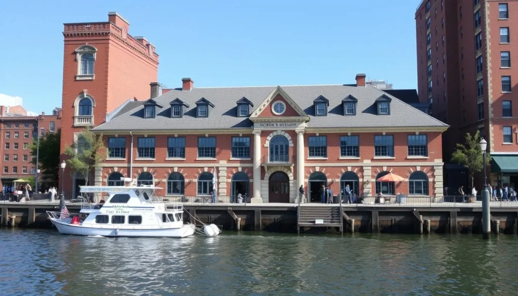 Generate an image of the Hoboken Historical Museum's waterfront facade