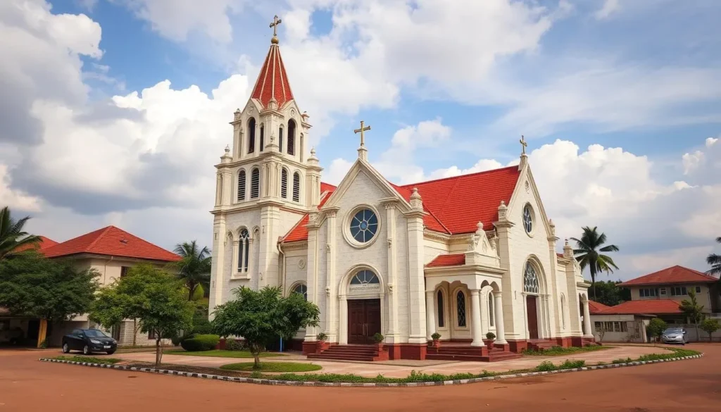 Generate an image of the Holy Trinity Cathedral Church in Onitsha, Nigeria, showcasing its architectural beauty.