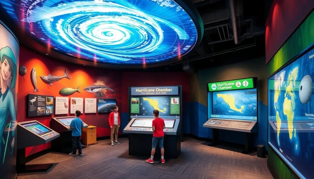Generate an image of the Imagination Station Science Museum's Hurricane Chamber exhibit.