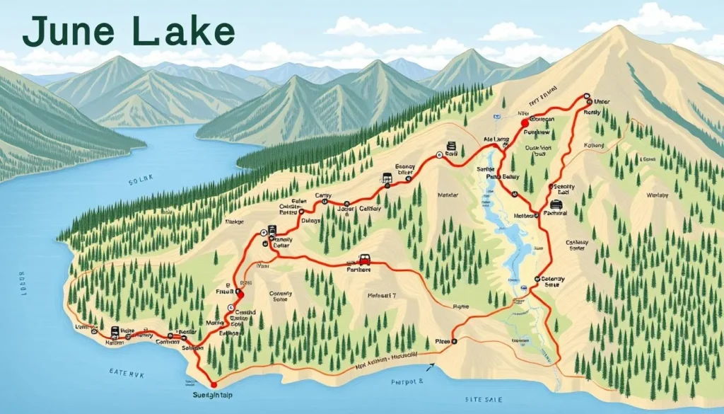 Generate an image of the June Lake Loop scenic drive map