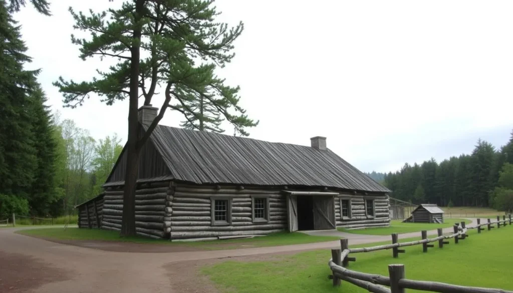 Generate an image of the Lewis and Clark National Historical Park's replica Fort Clatsop.