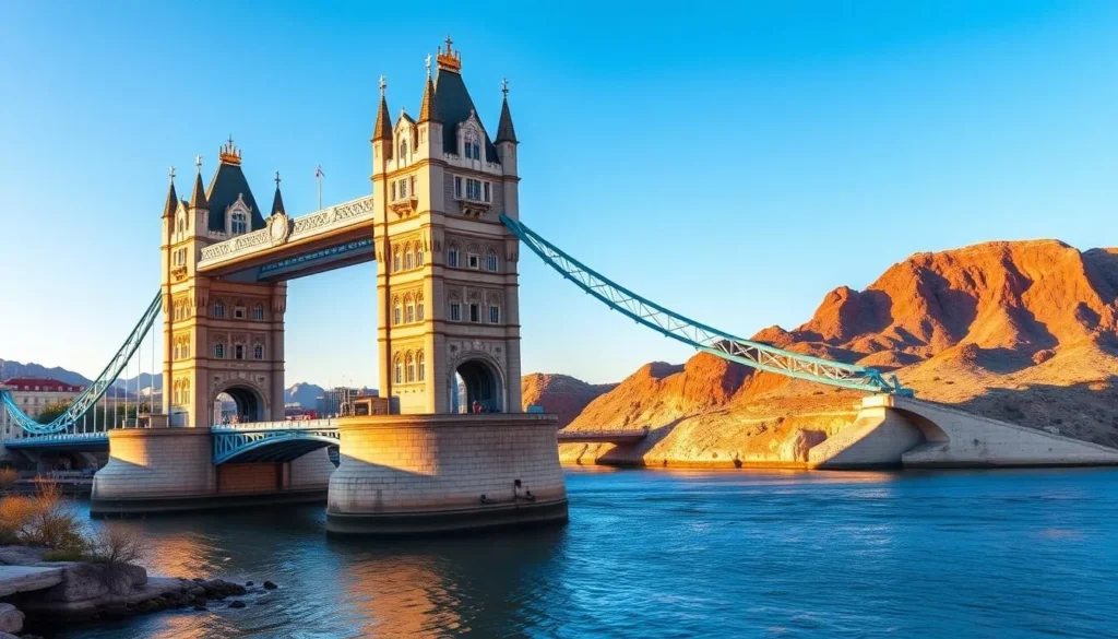 Generate an image of the London Bridge in Lake Havasu