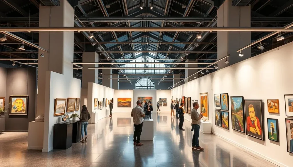 Generate an image of the MASIN's interior, showcasing its art exhibitions