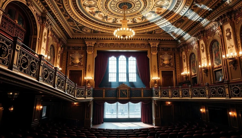 Generate an image of the Majestic Theatre's ornate interior, showcasing its historic charm.