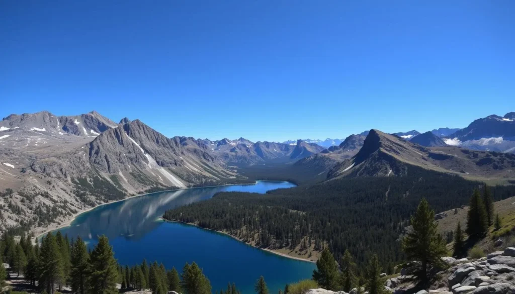 Generate an image of the Mammoth Lakes Basin with its stunning alpine lakes and surrounding mountains.