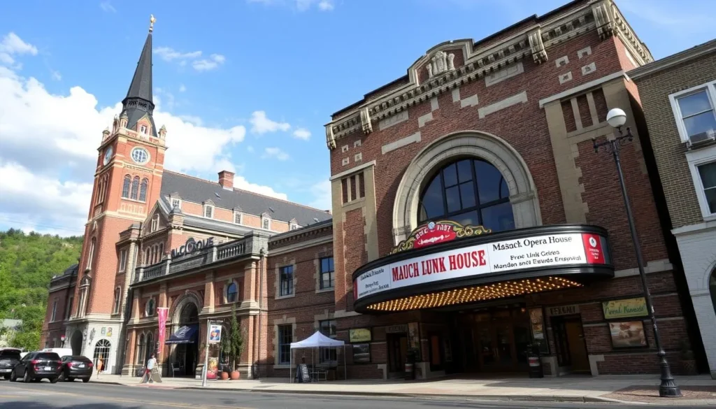 Generate an image of the Mauch Chunk Opera House, a historic theater in Jim Thorpe, Pennsylvania.