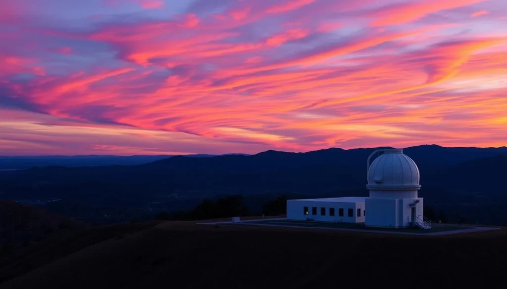 Generate an image of the Mount Wilson Observatory at sunset