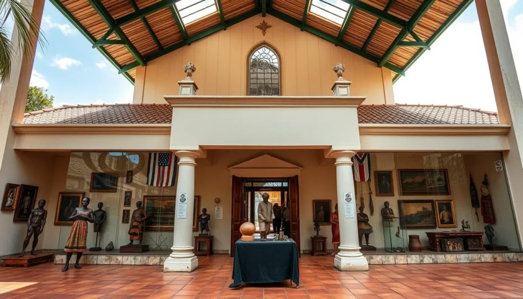 Generate an image of the Mozambique National Ethnographic Museum in Nampula, highlighting its exhibits on Mozambican culture and traditions.