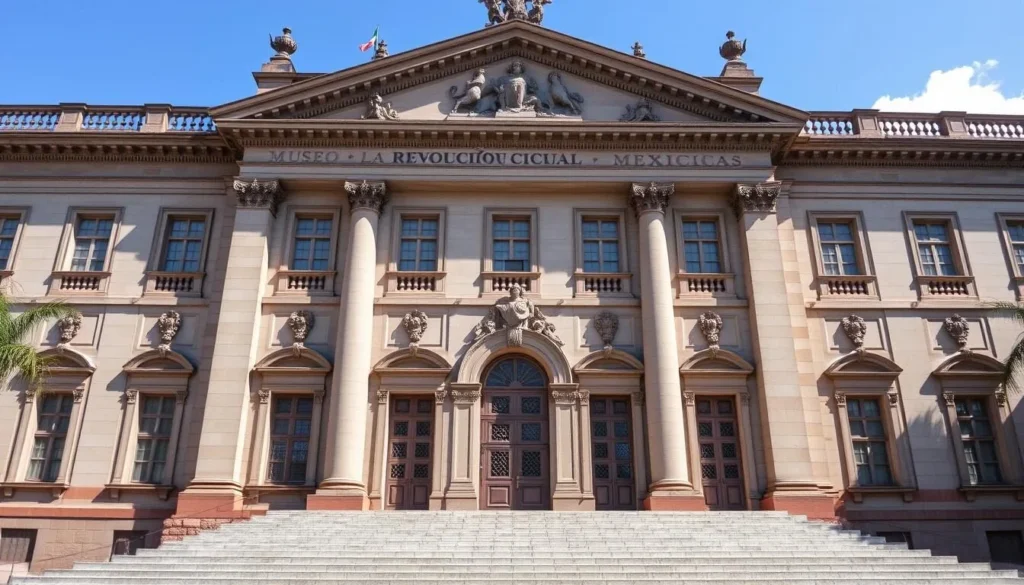 Generate an image of the Museo de la Revolución Mexicana's facade, showcasing its historic architecture.