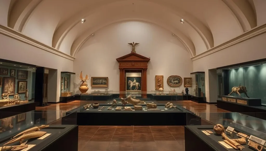 Generate an image of the Museum of Archaeology and History in Reynosa, Mexico, highlighting its exhibits on regional history.