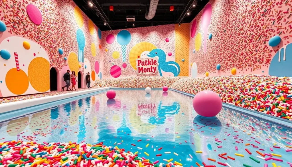 Generate an image of the Museum of Ice Cream Singapore's largest sprinkle pool in Asia.