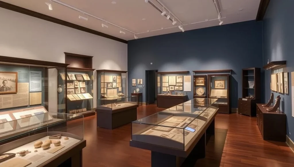 Generate an image of the National Museum of Colonial History with exhibits on display, including artifacts and historical documents.