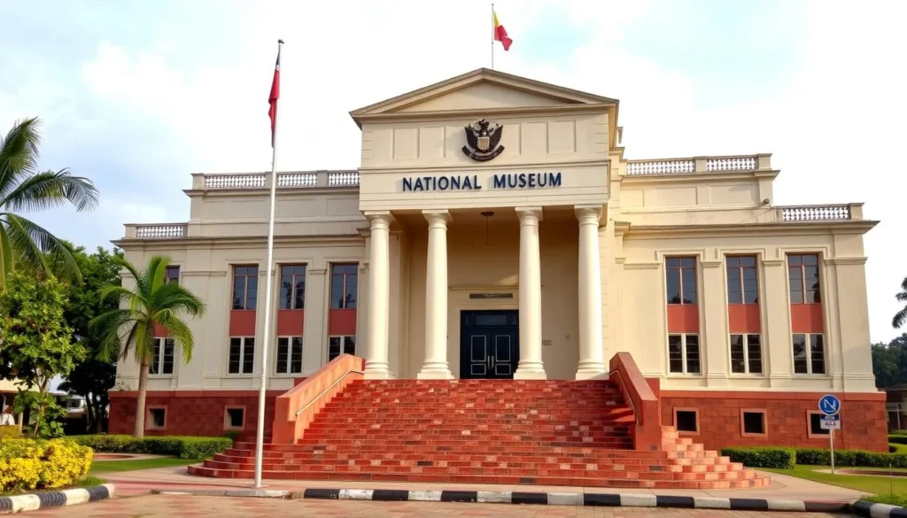 Generate an image of the National War Museum's exterior, showcasing its prominent location in Umuahia.